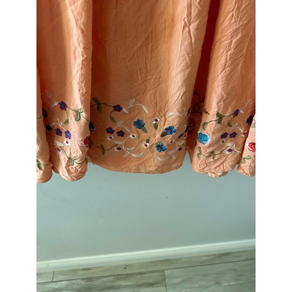 Clad And Cloth Dress Women’s XS Fit and Flare Embroidered Floral Peach Spring - Picture 6 of 10